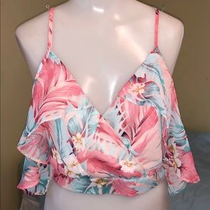 Floral off the shoulder crop top